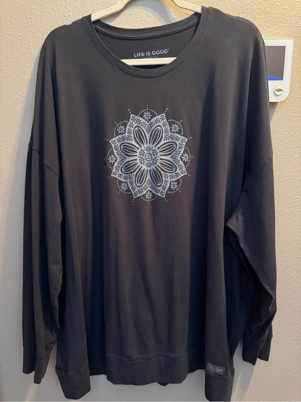 Life Is Good Navy Long Sleeve Shirt with Mandala Graphic